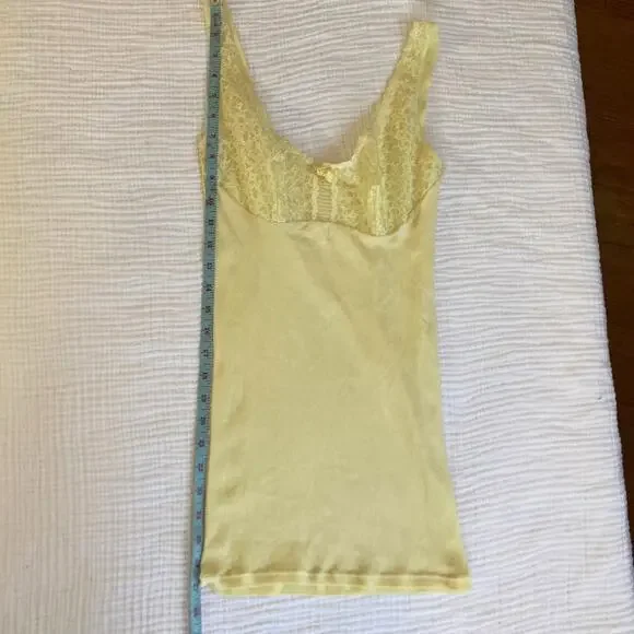 Vintage Yellow Lace Tank/Camisole, Slip Top, Stretchy - Mid Century - Picture 5 of 7